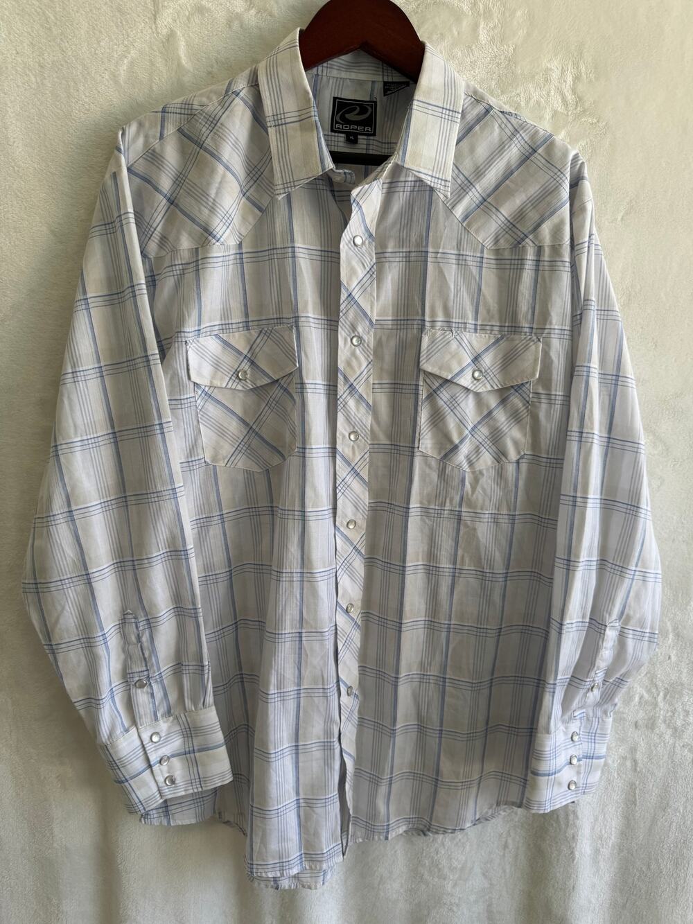 Roper Western Cowboy Pearl Snap Mens XL Long Sleeve Shirt